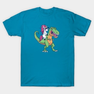 Cute Unicorn Riding T-Rex T-Shirt